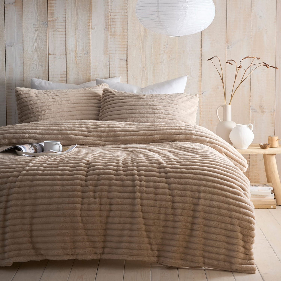 Morritz Cosy Microfibre Natural Duvet Cover Bedding Set