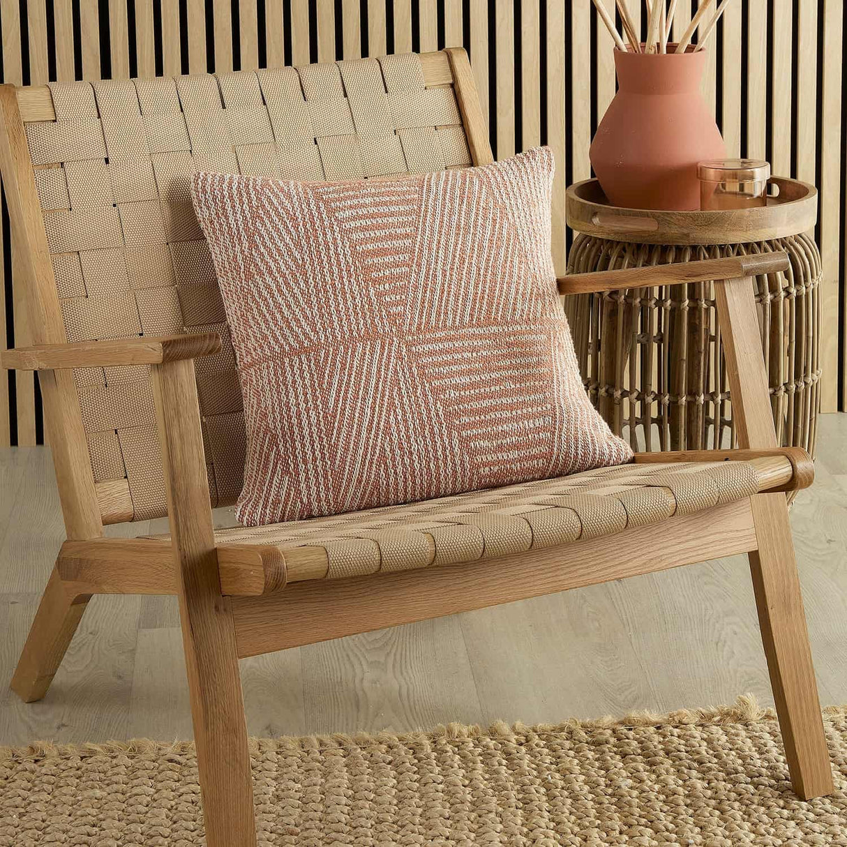Myan Cushion Cover or Filled Cushion 43cm x 43cm - Myan Cushion In Terracotta 43 X 43Cm 1
