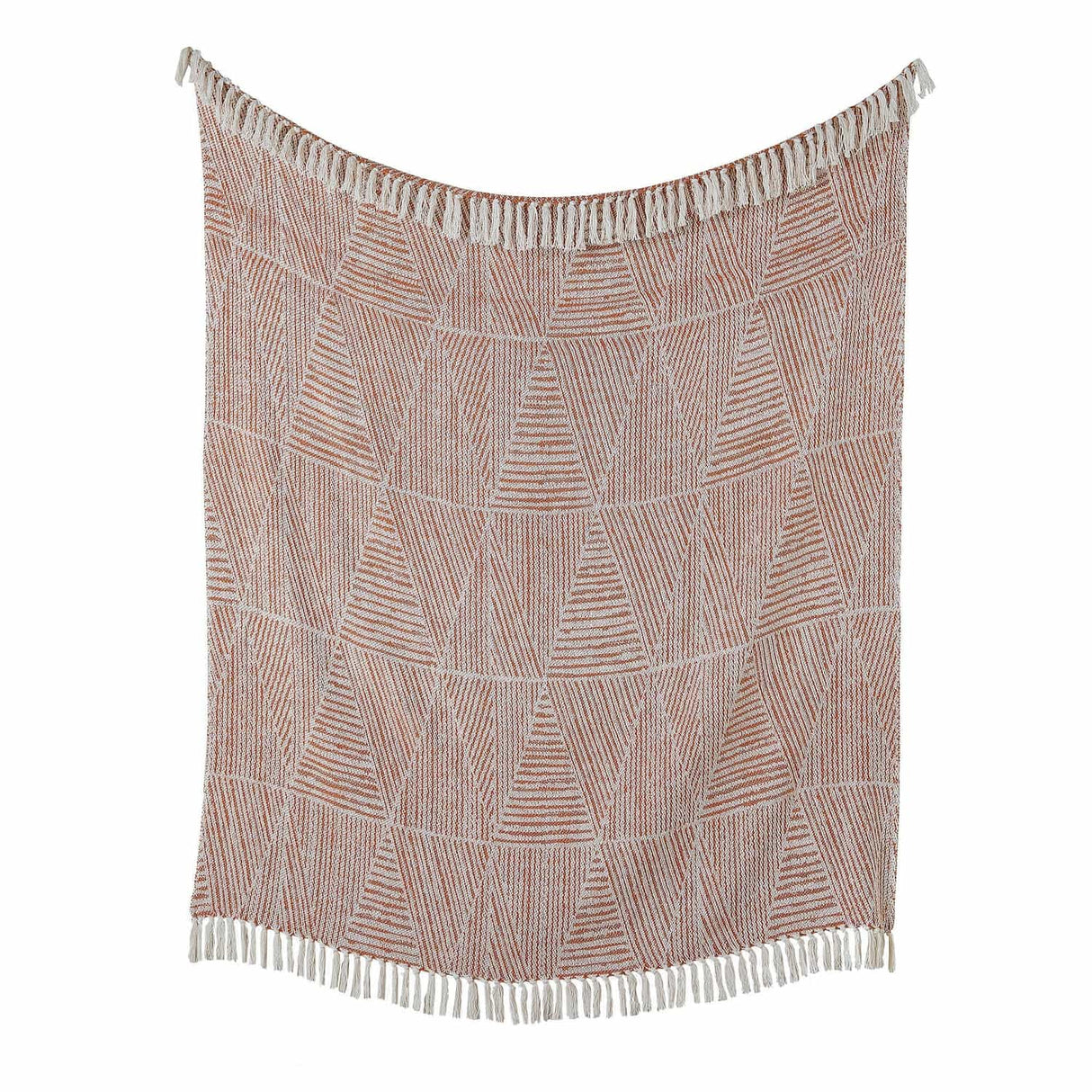 Myan 100% Cotton Woven Tasselled Throw – Terracotta – 130cm x 180cm - Myan Throw In Terracotta 130 X 180Cm 2
