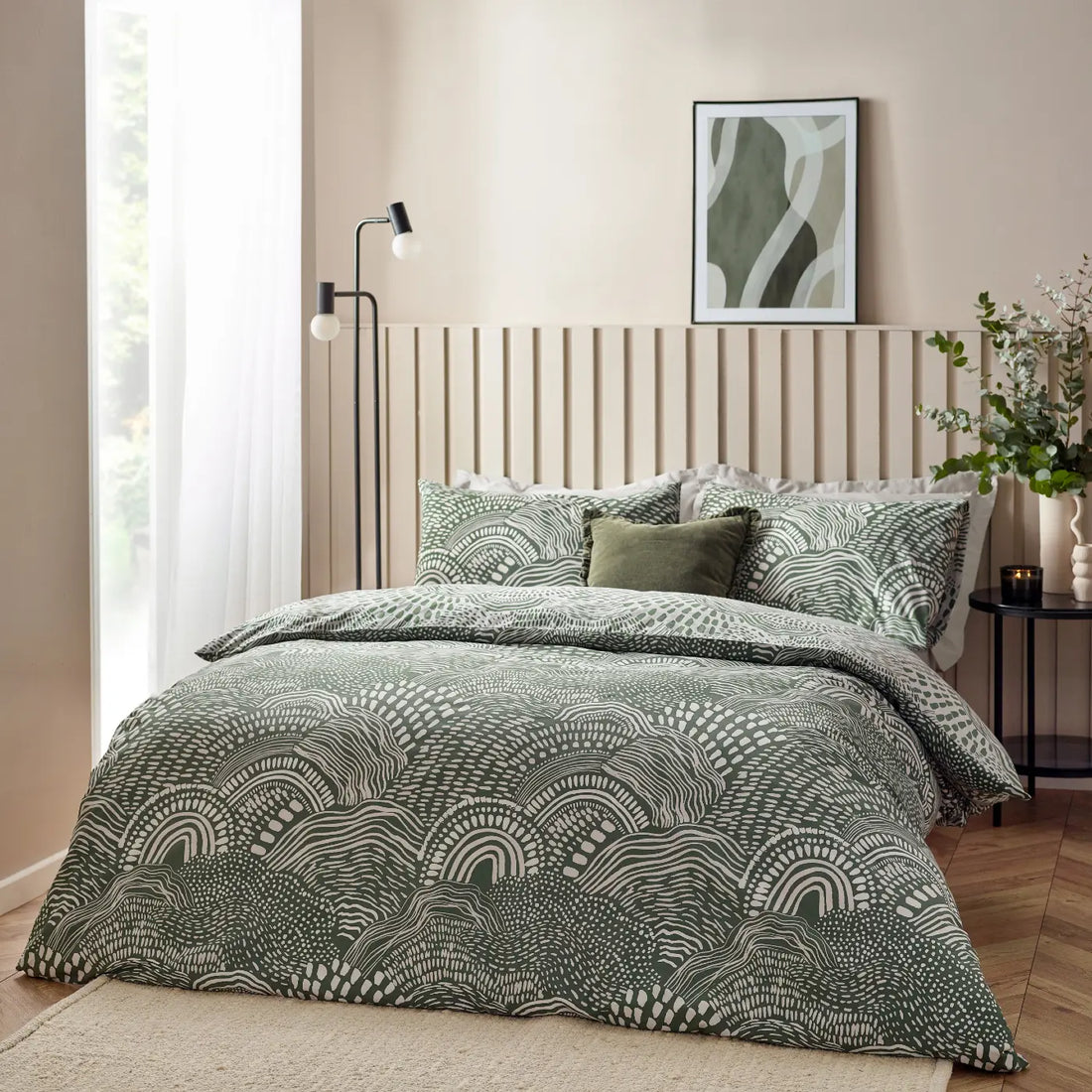 Nola Polycotton Duvet Cover Set - Olive