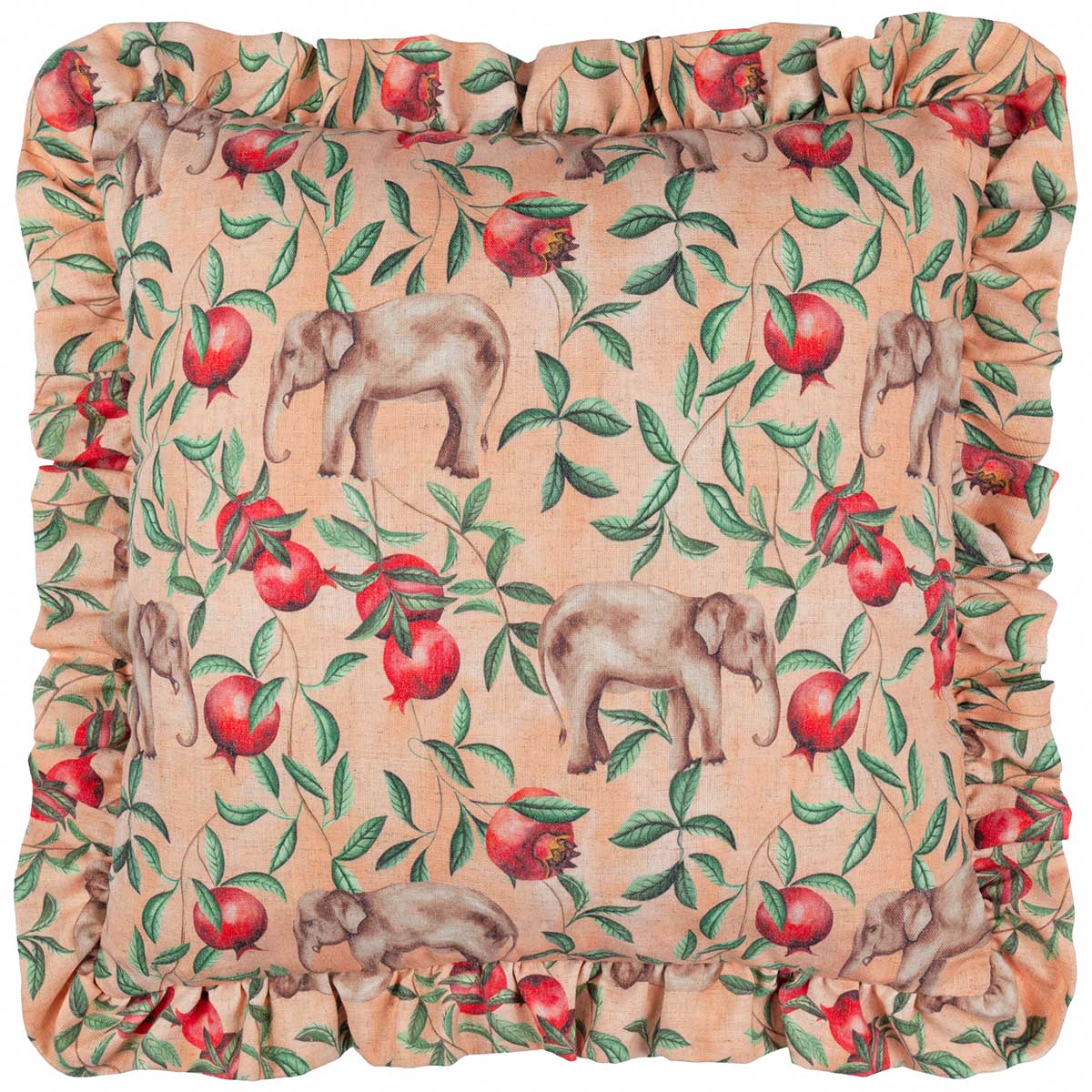 Okara Elephant And Pomegranate Cushion Cover / Filled Cushion 20" x 20" (50cm x 50cm) by Wylder Tropics 3