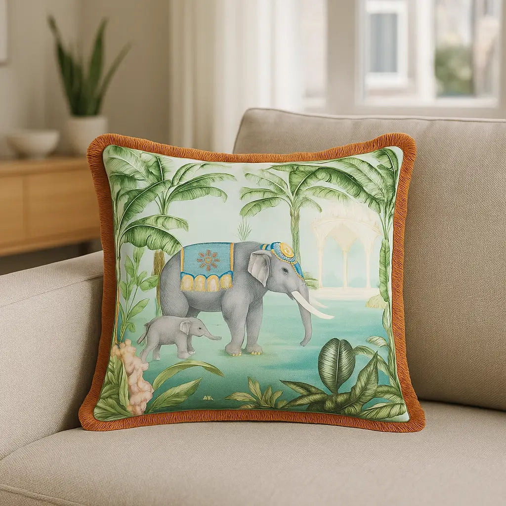 Odisha Scene Cushion Cover / Filled Cushion 20" x 20" (50cm x 50cm) by Paoletti