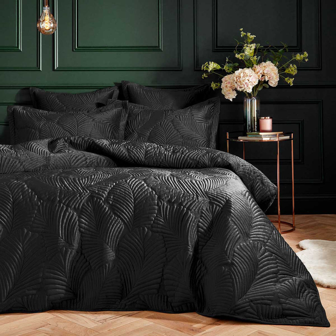 Palmeria Duvet Cover Set - Black