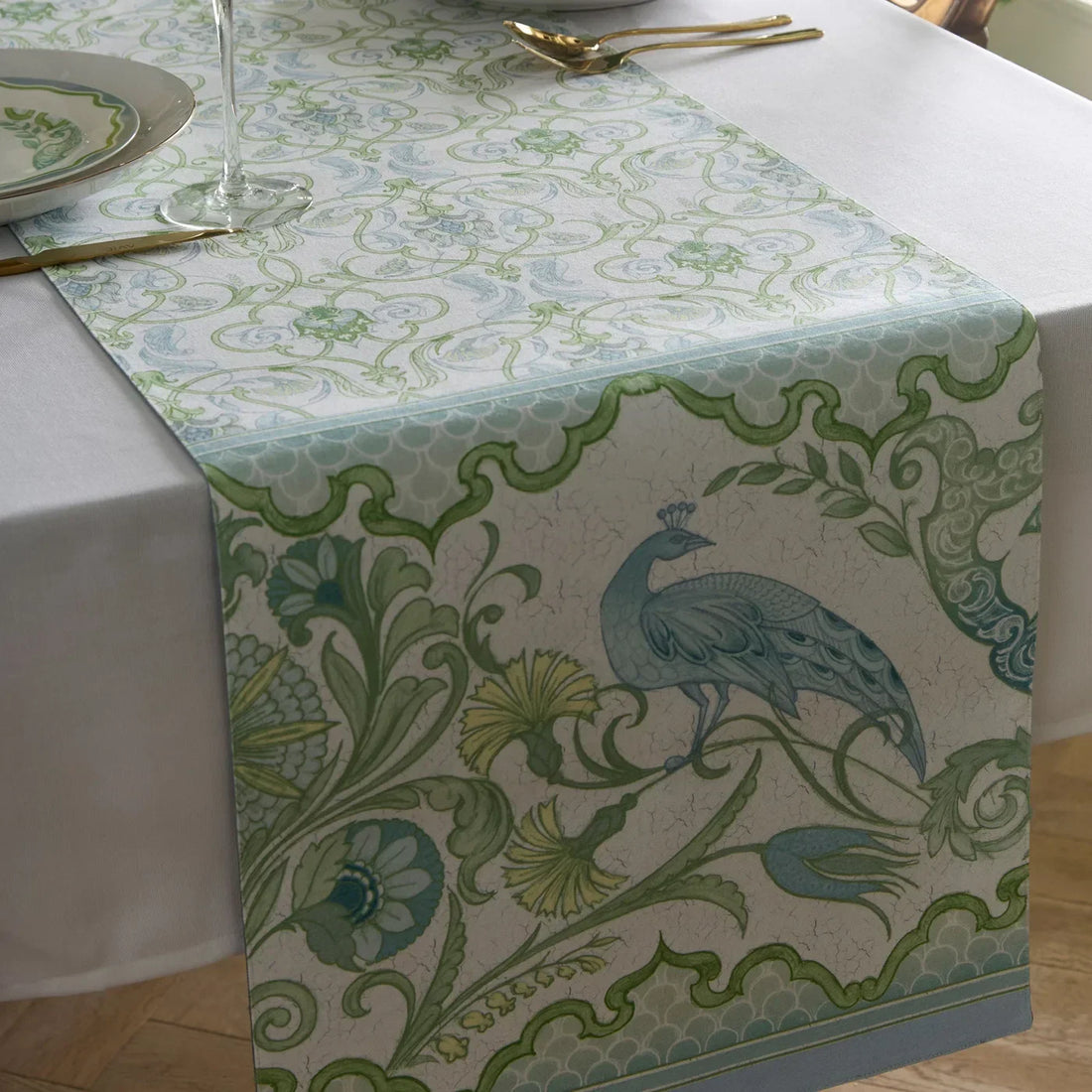 Laurence Llewelyn-Bowen Palm Court Green Paisley Table Runner