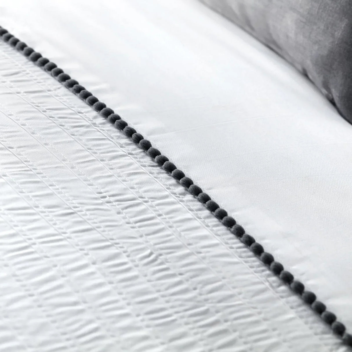 Pom Pom Duvet Cover Set in Grey - Double