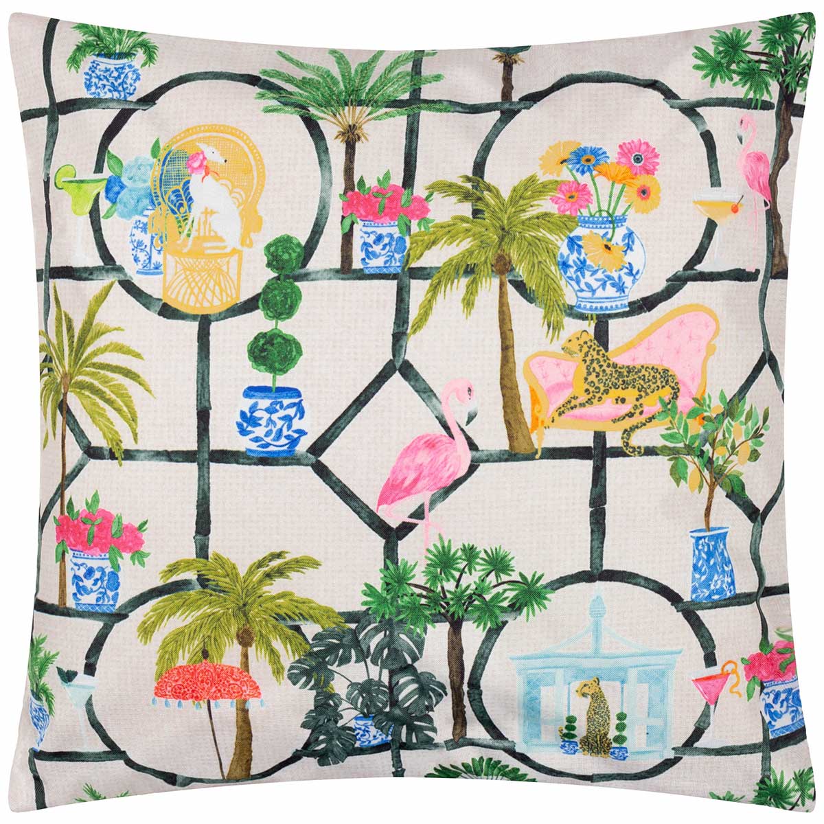 Palm Royale Club Outdoor Cushion Cover / Filled Cushion 18" x 18" (45cm x 45cm) by furn. 3