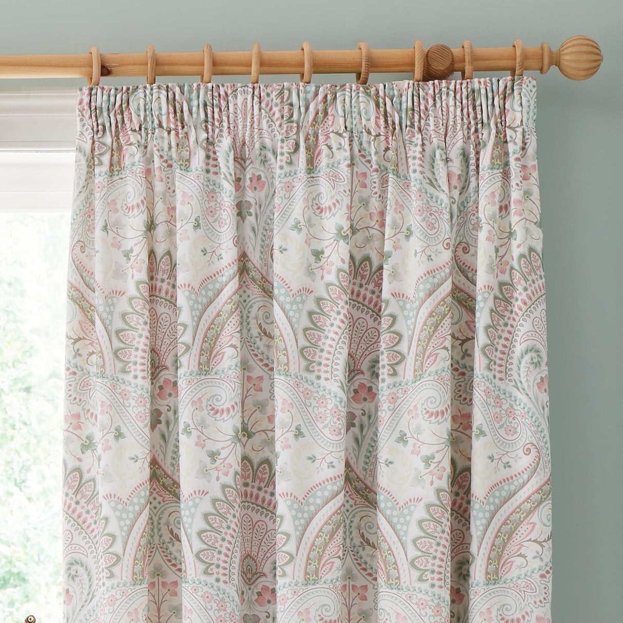 Palais Lined Pencil Pleat Tape Top Curtains Thermal Light Filtering - Green - Palais Pencil Pleat Curtains In Green 2