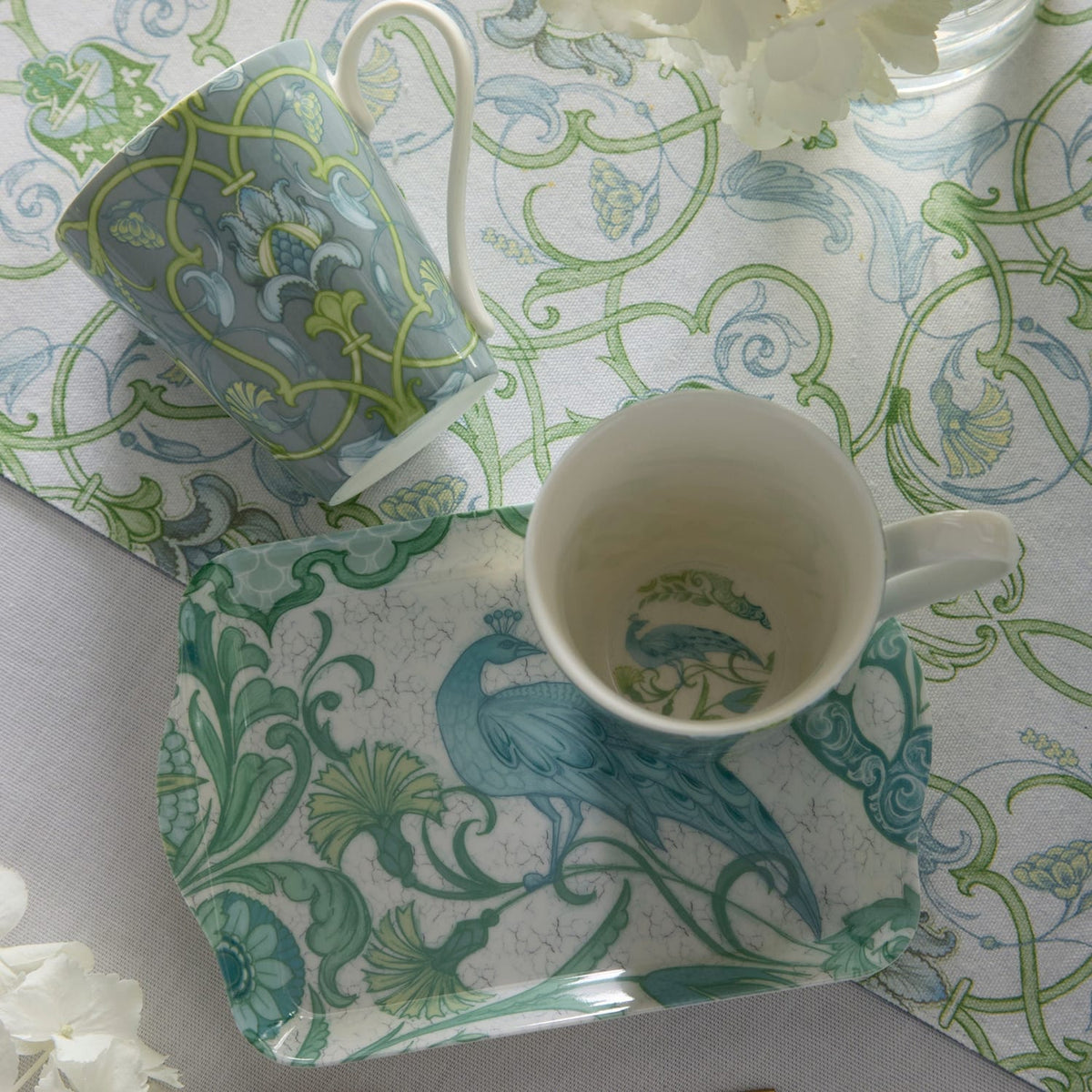 Laurence Llewelyn-Bowen Palm Court Green Paisley Mug and Tray Set