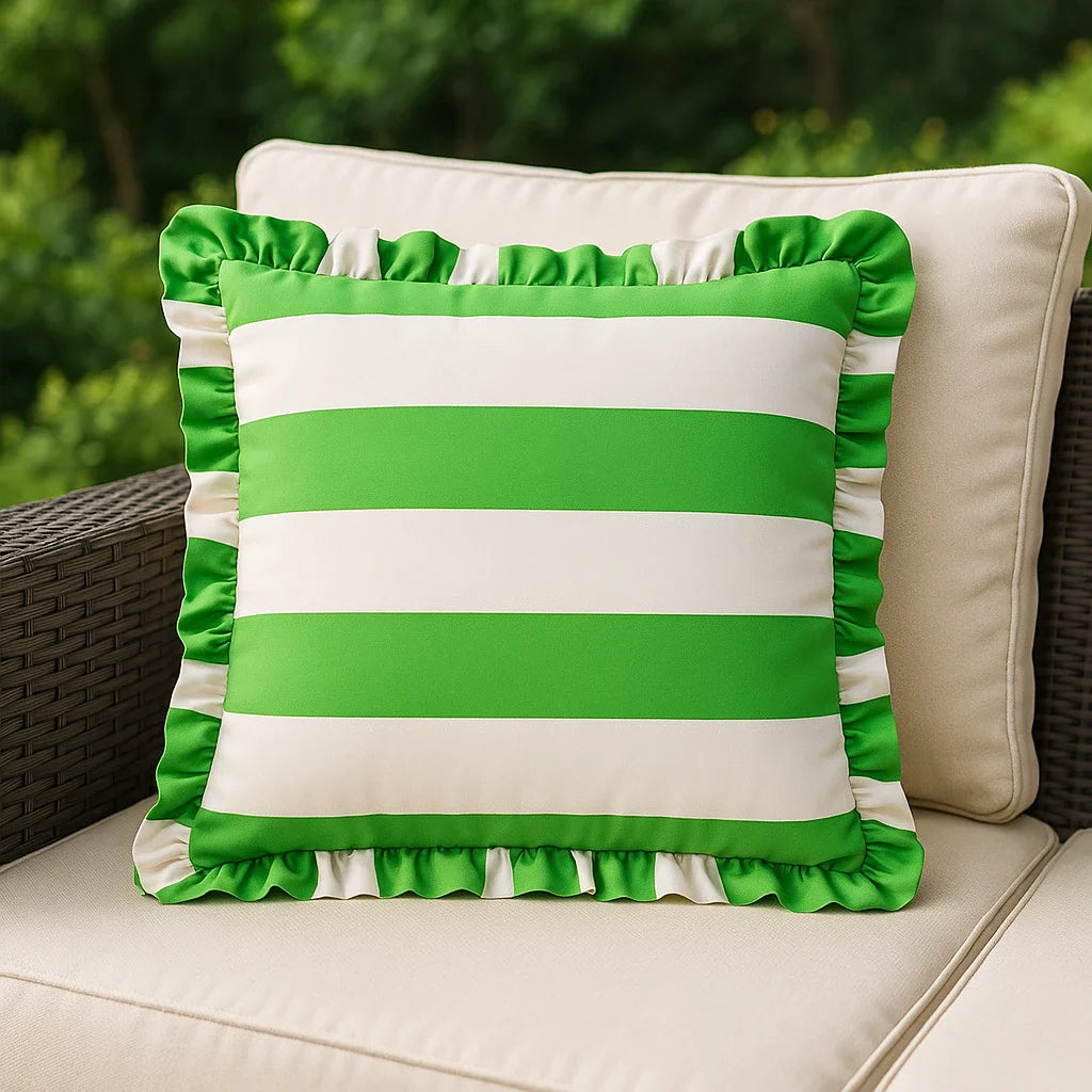Palm Royale Stripe Outdoor Green Cushion Cover or Filled Cushion 50cm x 50cm