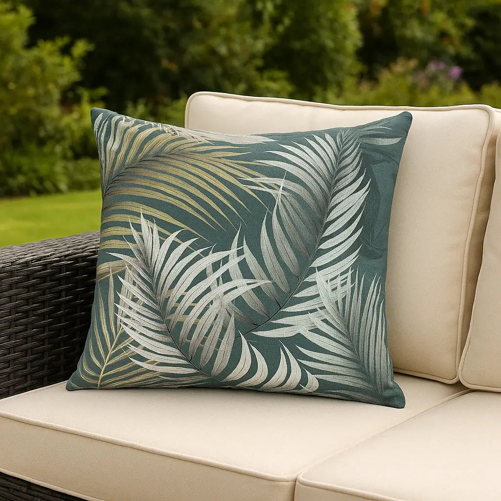 Palma Botanical Outdoor Cushion Cover 17" x 17" (43cm x 43cm) by Evans Lichfield
