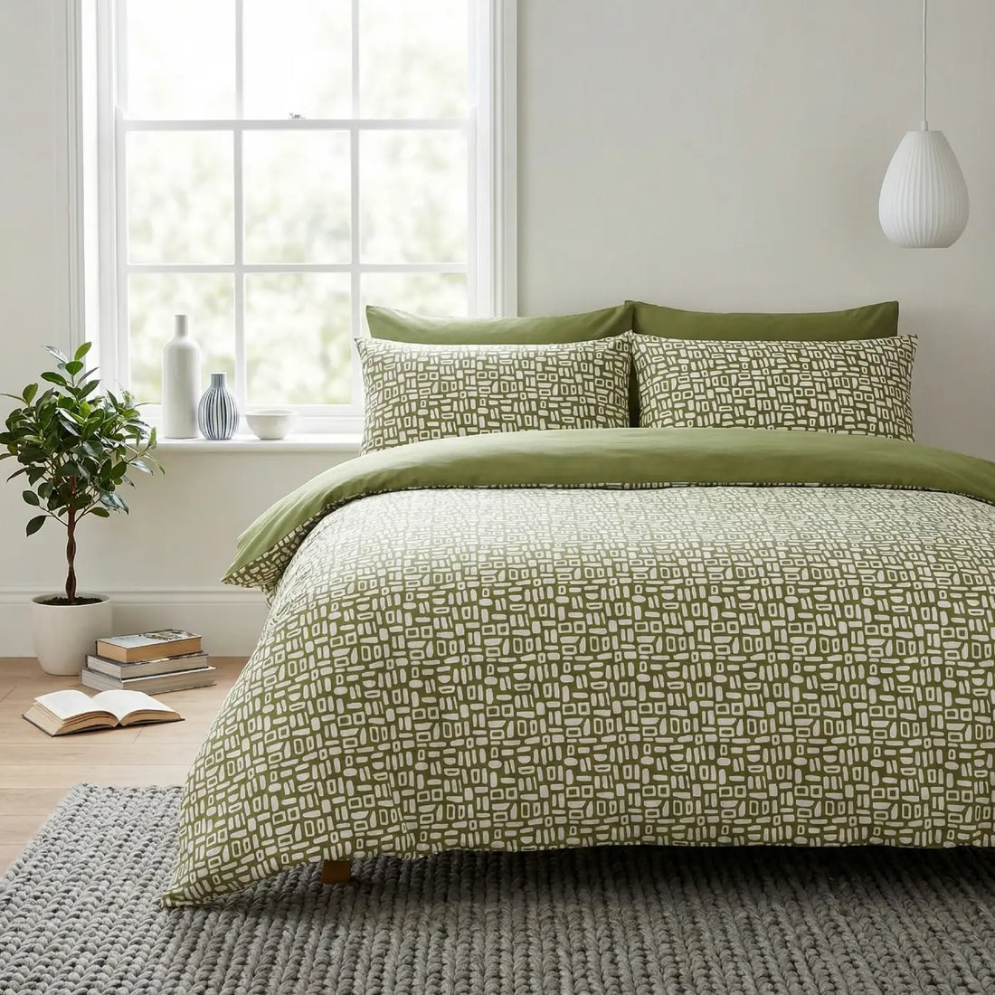 Pebbles Green Duvet Cover Bedding Set
