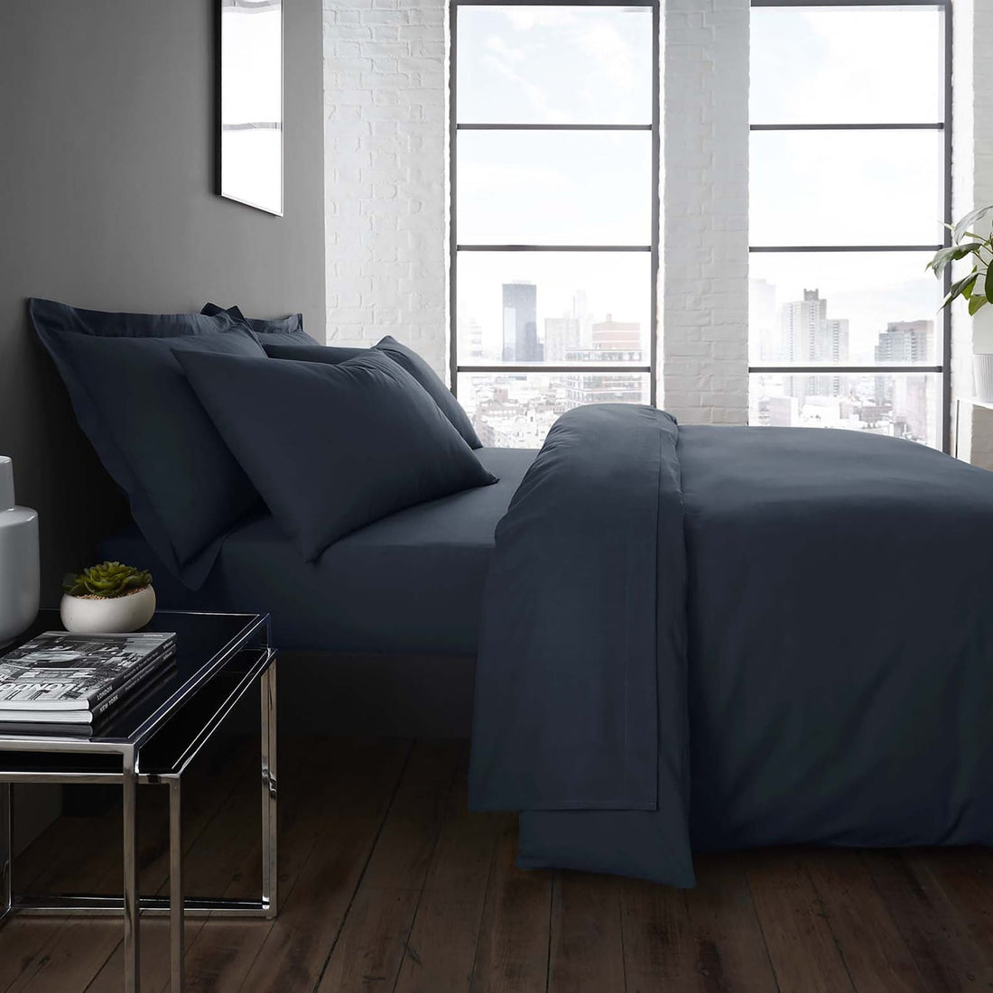 Plain Dye 32cm Extra Deep Fitted Bed Sheet Navy