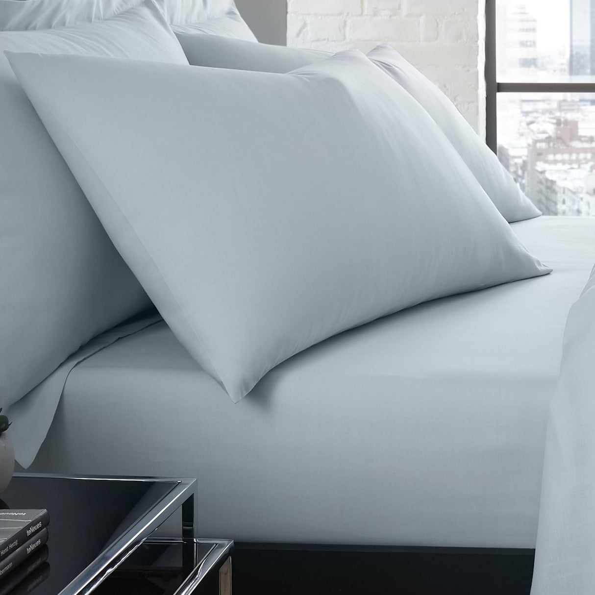Plain Dye Polycotton Housewife Pillowcases Pair - Plain Dyed Pair Of Housewife Pillowcases In Duck Egg 50 X 75Cm 1