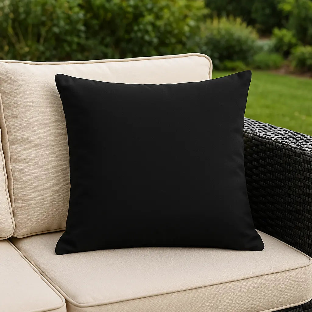 Plain Outdoor Black Cushion Cover 43cm x 43cm
