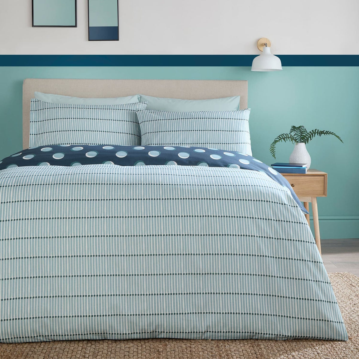 Polka Spot Polycotton Duvet Cover Set - Blue - Polka Spot Duvet Cover Set In Blue 4