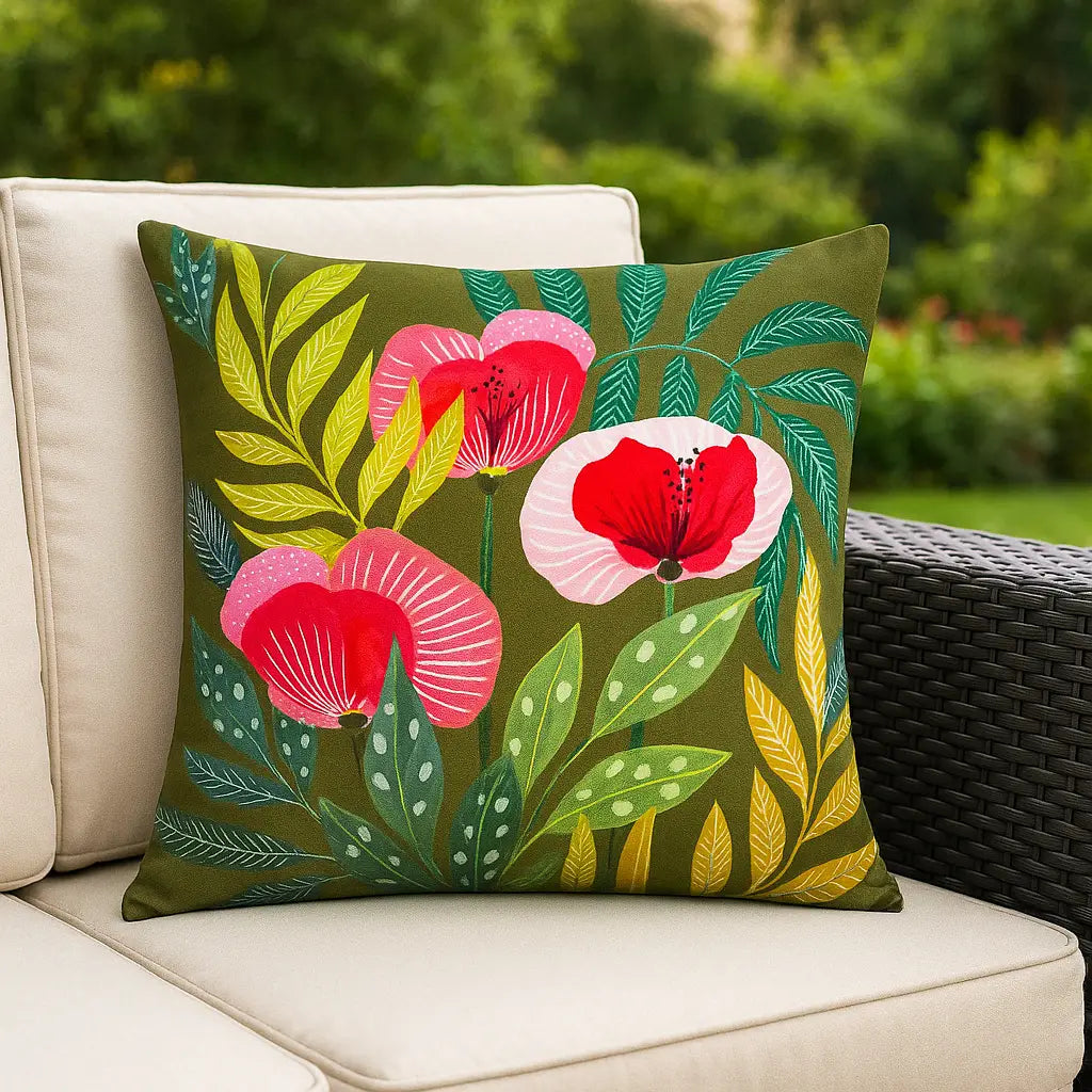 House of Bloom Poppy Outdoor Cushion Cover 17" x 17" by Wylder
