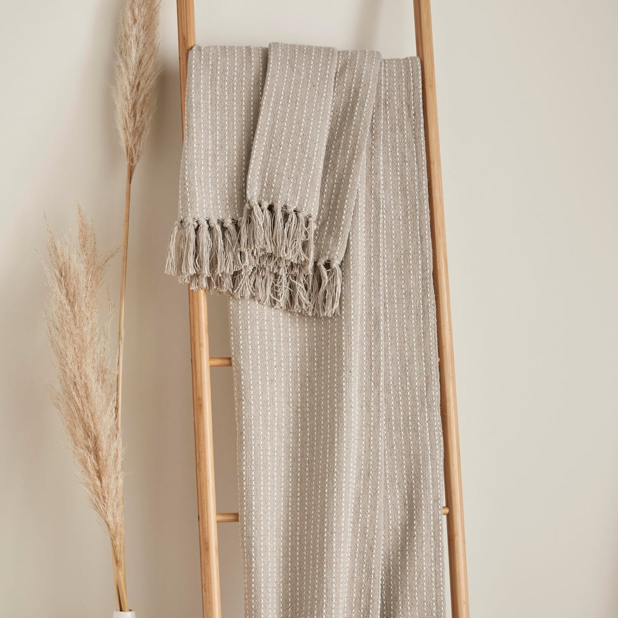 Quinn Cosy Recycled Cotton Reversible Throw – Natural – 130cm x 180cm - Quinn Throw In Natural 2