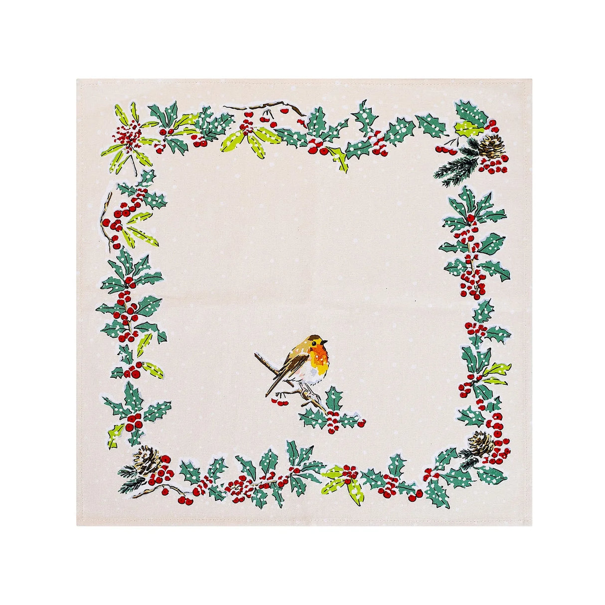 Christmas Robins Napkins 2 Pack in Green