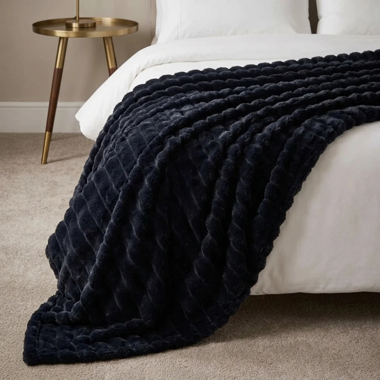 Rabbit Faux Fur Charcoal Throw Blanket 150cm x 200cm-1