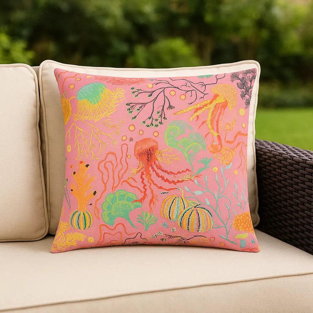 Reef Outdoor Pink Cushion Cover or Filled Cushion 45cm x 45cm