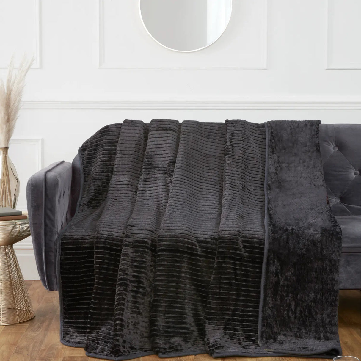 Ribbed Mink Blanket Throw by Rapport Home