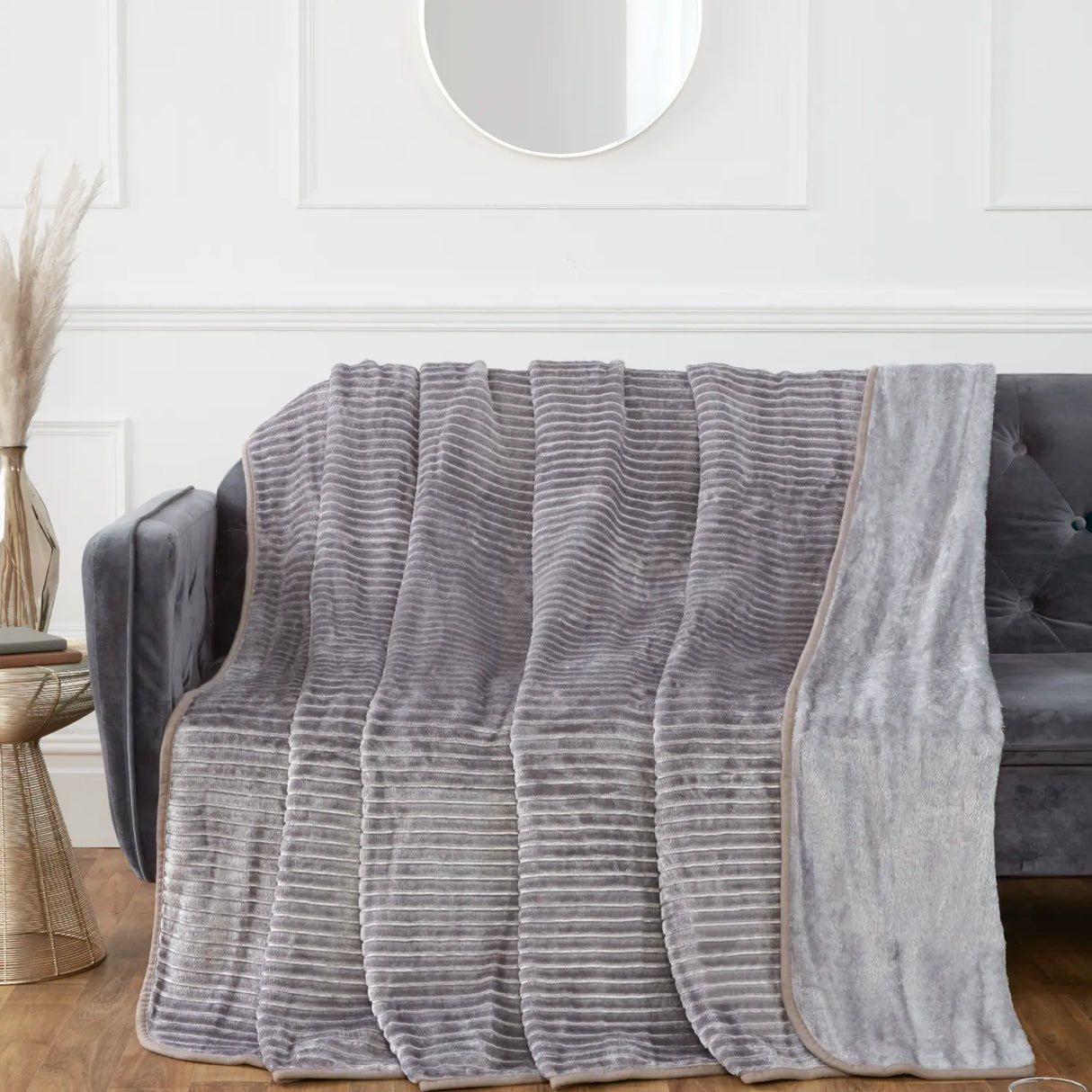 Ribbed Mink Blanket Throw by Rapport Home