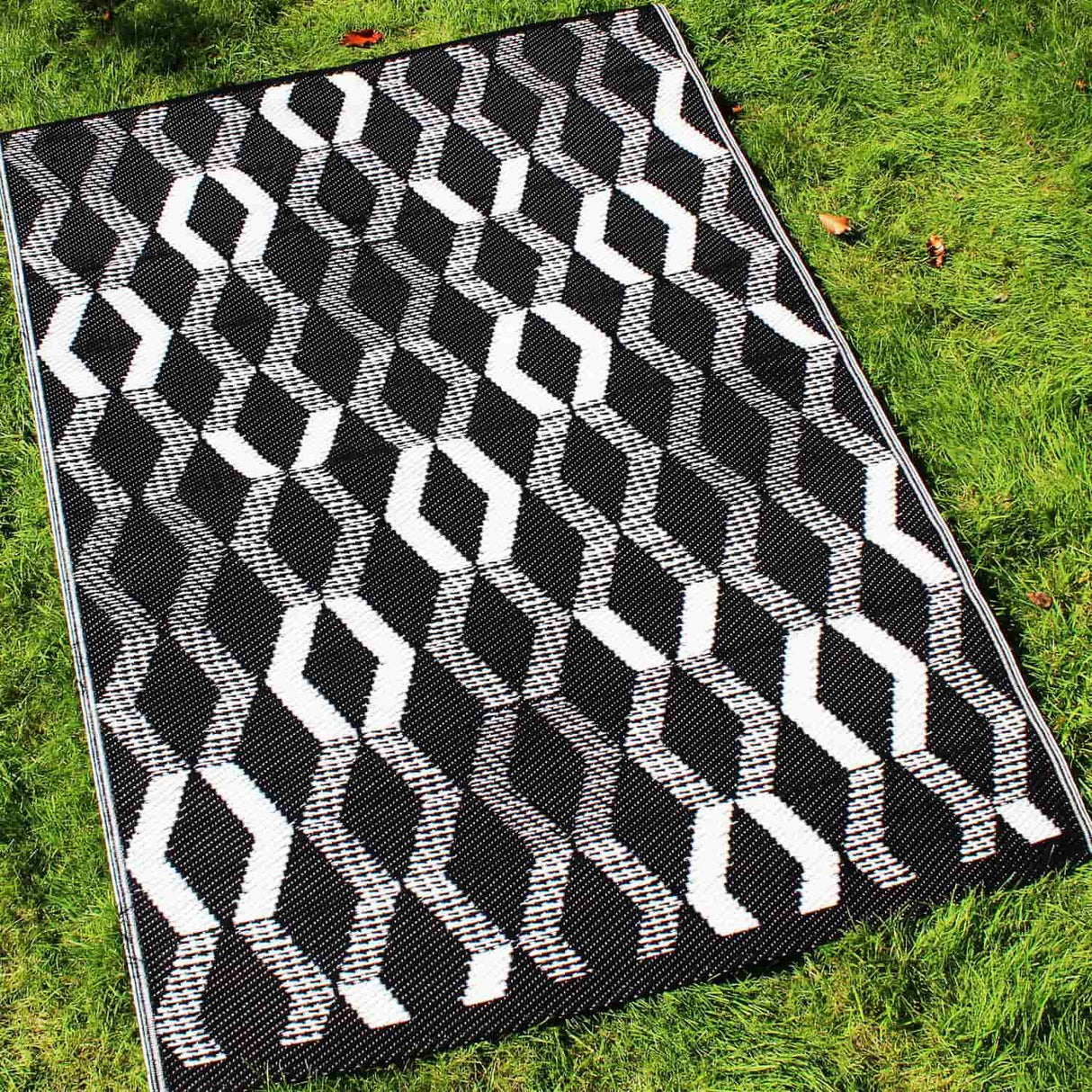 Rico Geometric Outdoor Rug Grey and Orange 120cm x 170cm