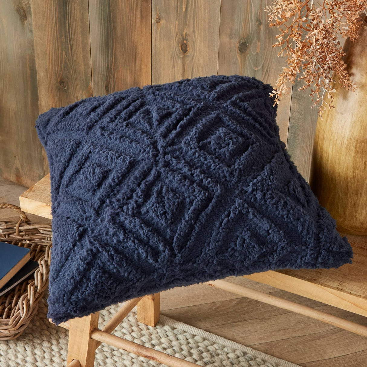 Snug Romo Fleece Cushion Cover Cosy 43cm x 43cm - Romo Cushion In Navy 43 X 43Cm 1