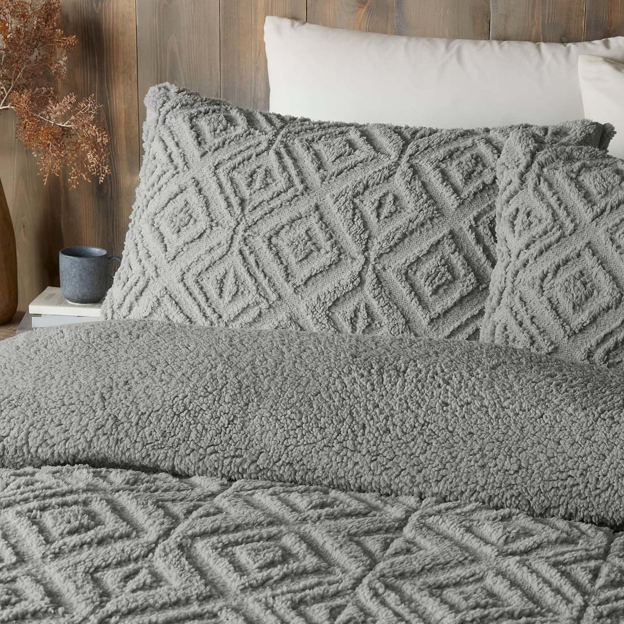 Snug Romo Cosy Fleece Duvet Cover Set - Grey - Romo Duvet Cover Set In Grey 2