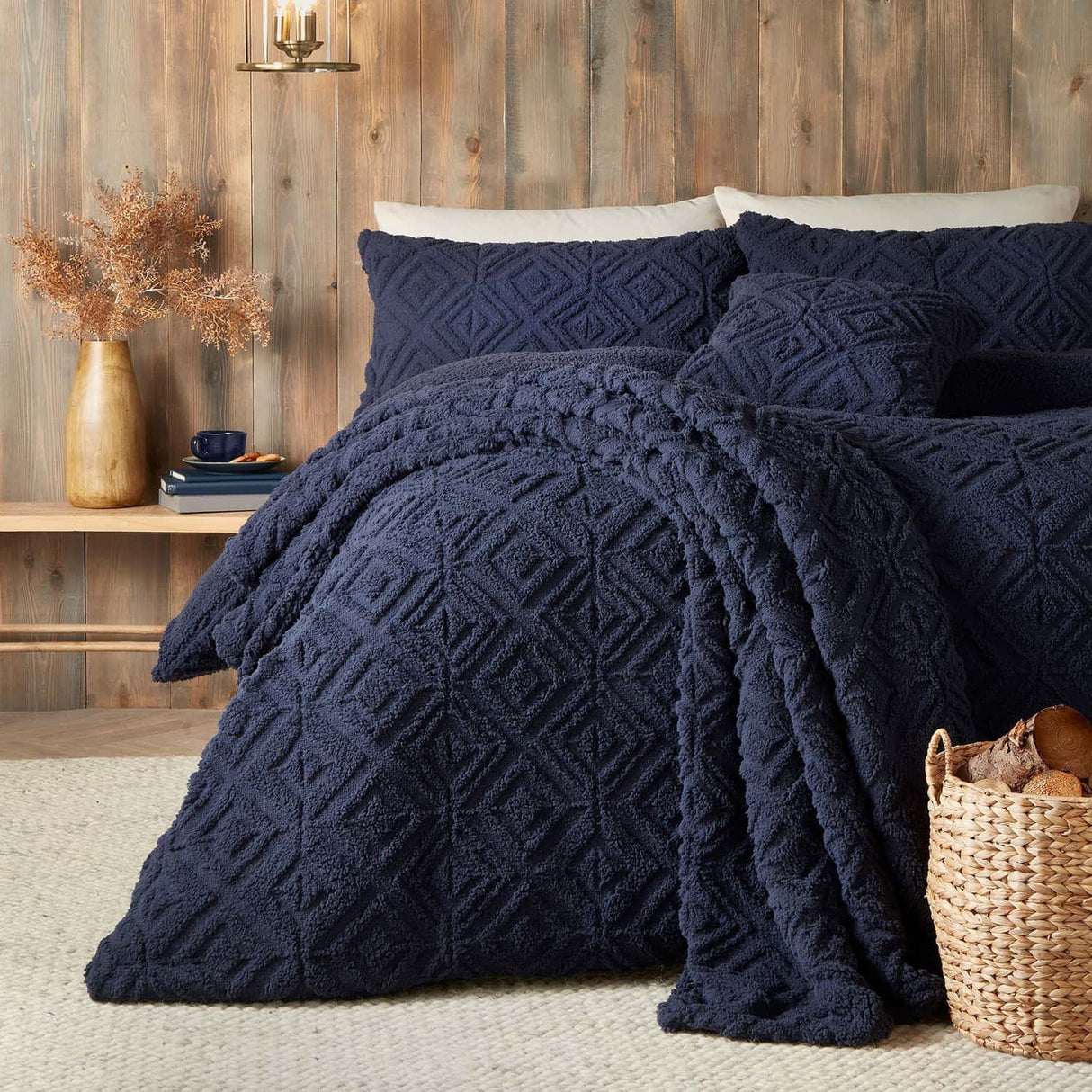 Snug Romo Cosy Fleece Duvet Cover Set - Navy - Romo Duvet Cover Set In Navy 4