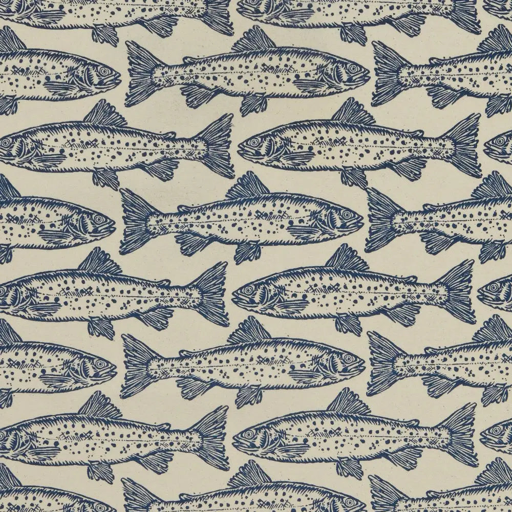 Salmon Cotton Tea Towel in Blue