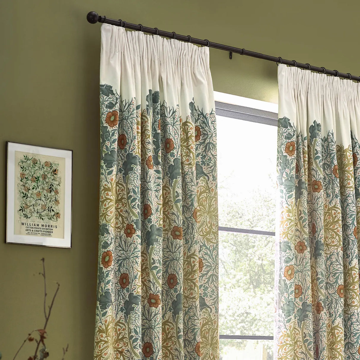 Seaweed Tape Top Pencil Pleat Curtains by Morris & Co