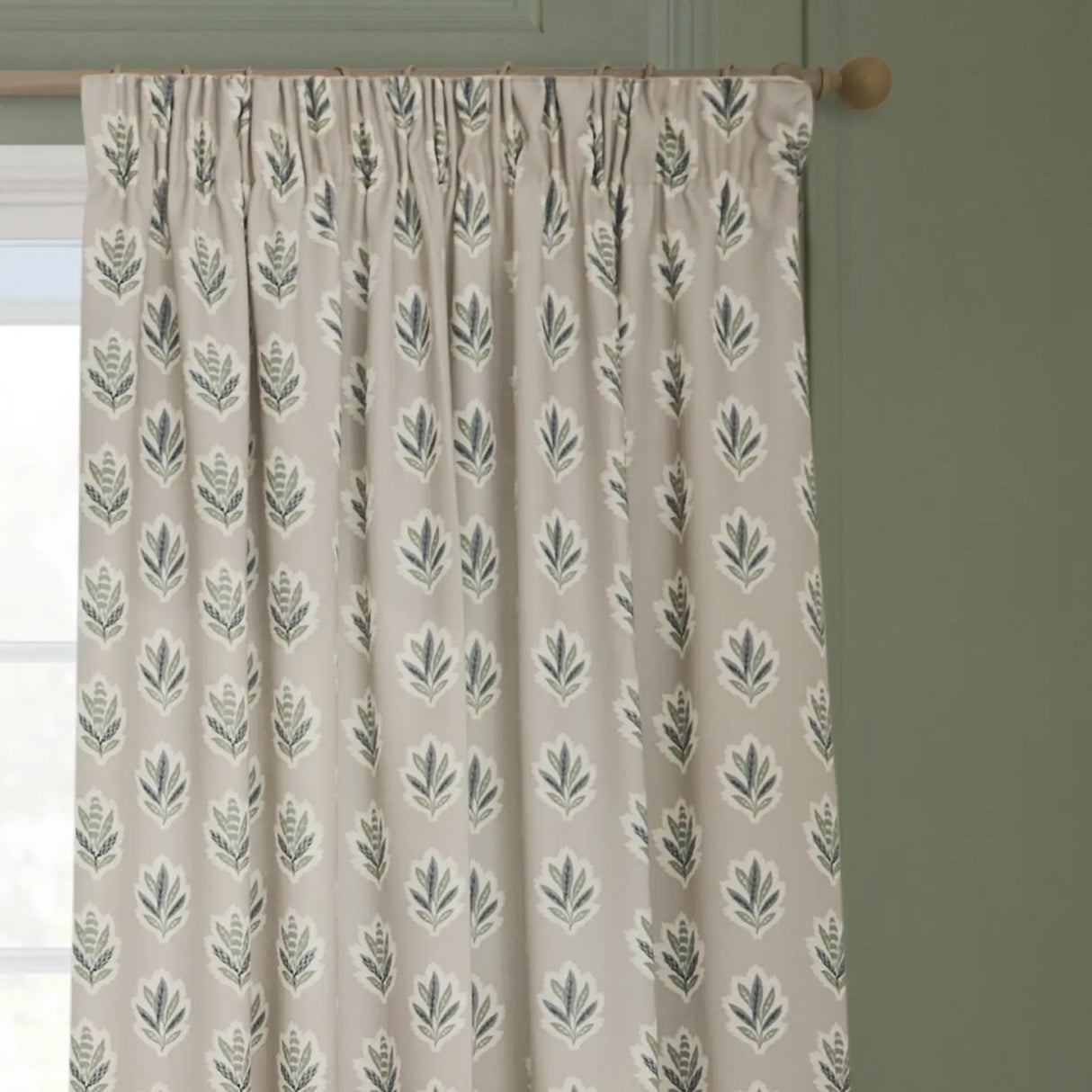 Sessile Leaf Tape Top Pencil Pleat Curtains by Sanderson