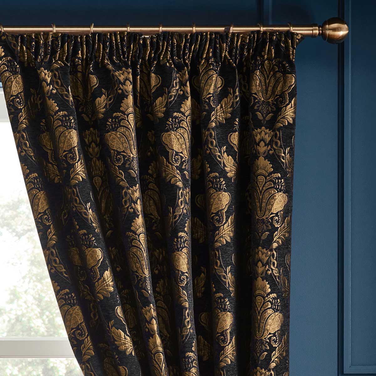 Shiraz Lined Tape Top Pencil Pleat Curtains by Paoletti