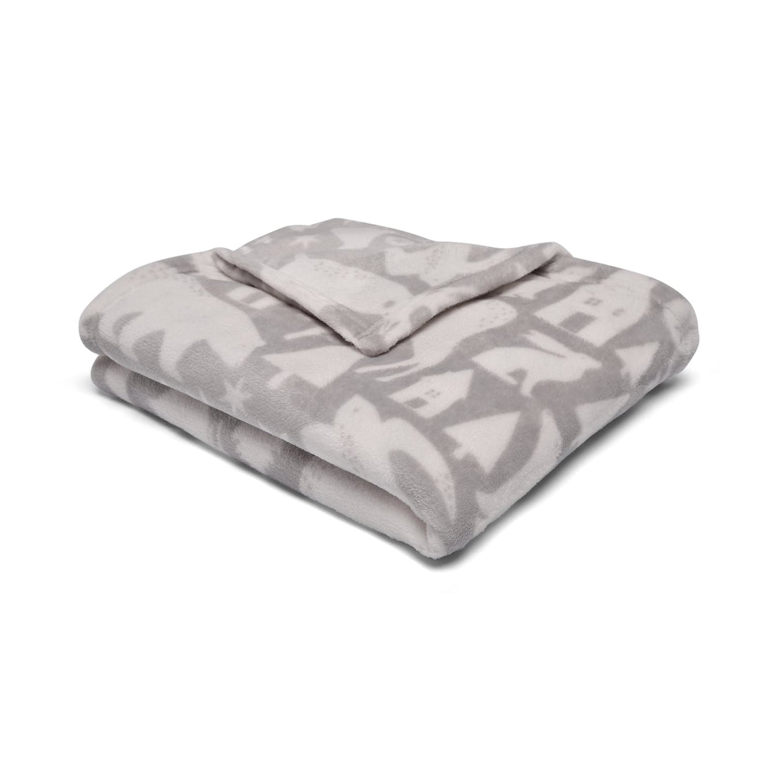 Snug Scandi Animals Cosy Grey Fleece Thermal Throw Blanket 120cm x 150cm