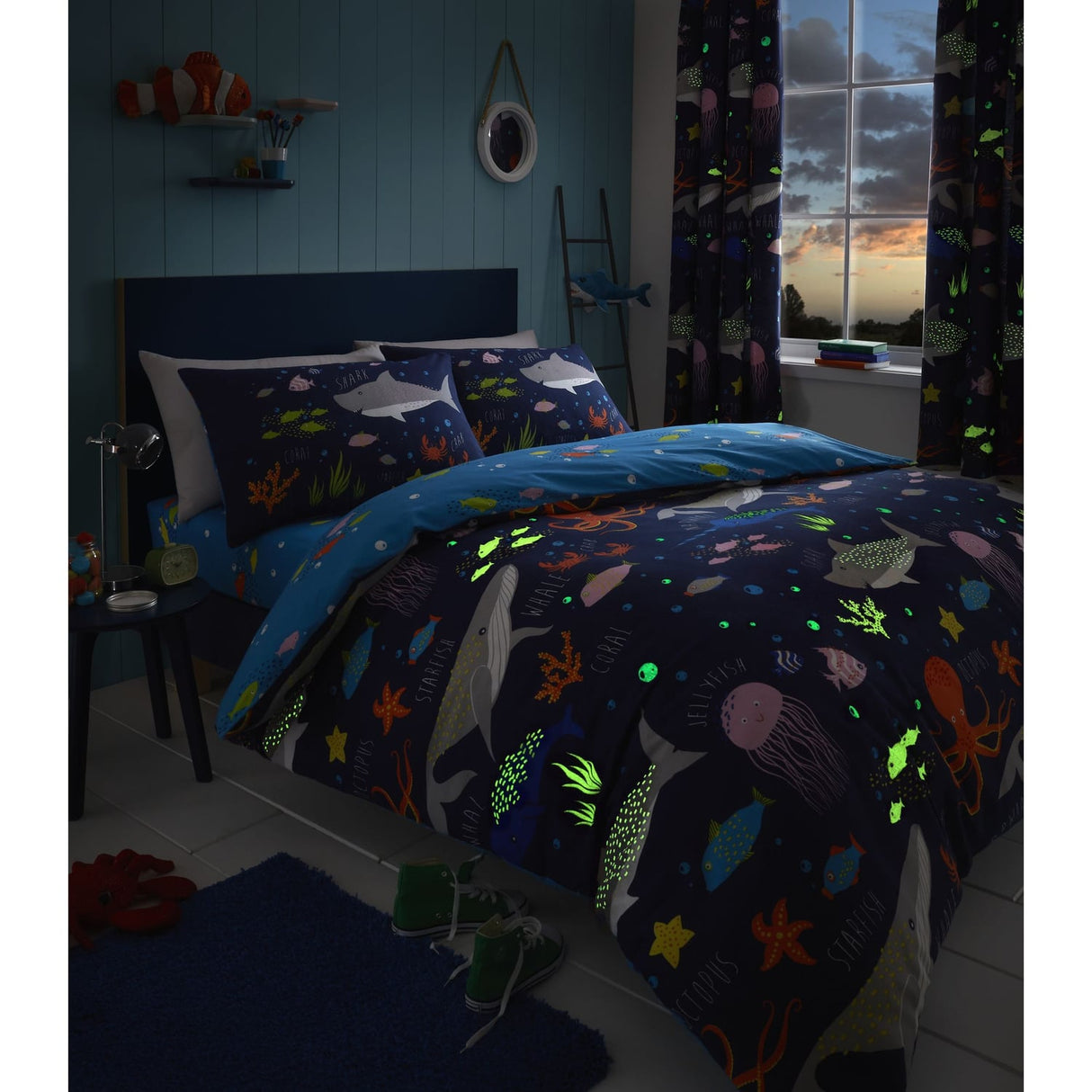 Sea Life Kids Duvet Cover Set Reversible Bedding Single & Double - Sea Life Duvet Cover Set In Multicolour 2