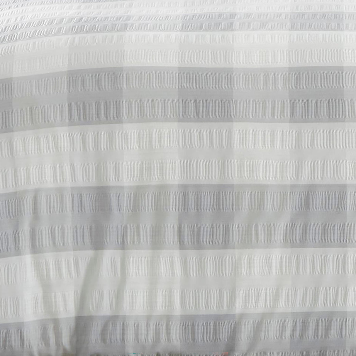 Seersucker Gingham Easy Care Polycotton Duvet Cover Set - Seersucker Gingham Duvet Cover Set In Silver 3