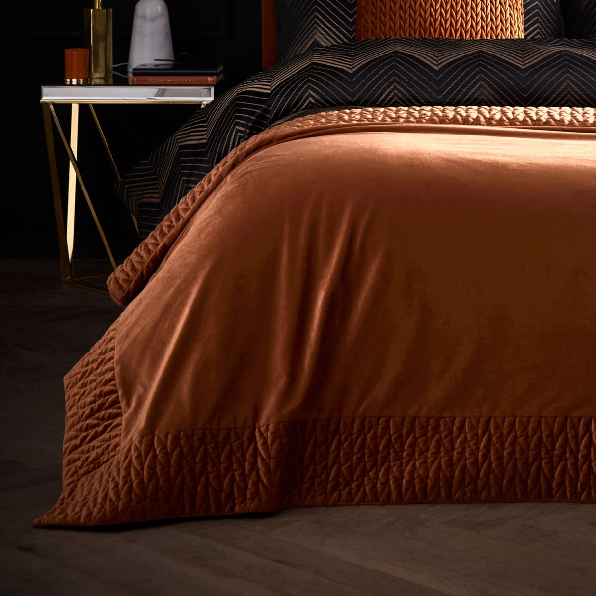 Laurence Llewelyn-Bowen Siena Luxury Bedspread 150cm x 220cm - Siena Bedspread In Spice 150 X 220Cm 1