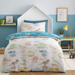 Skeleton Dino Kids Dinosaur Print Polycotton Duvet Cover Set