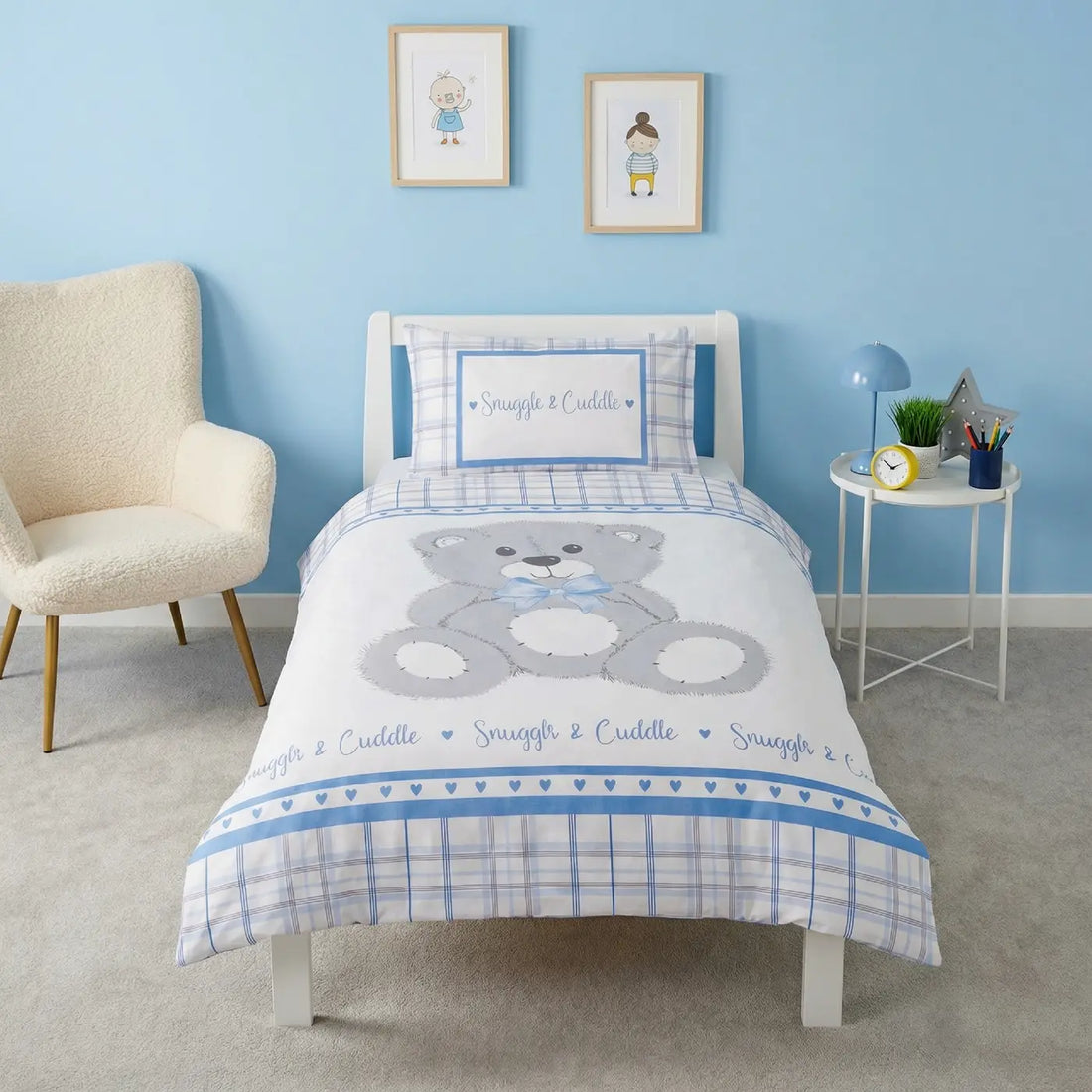 Snuggle & Cuddle Blue Duvet Cover Bedding Set