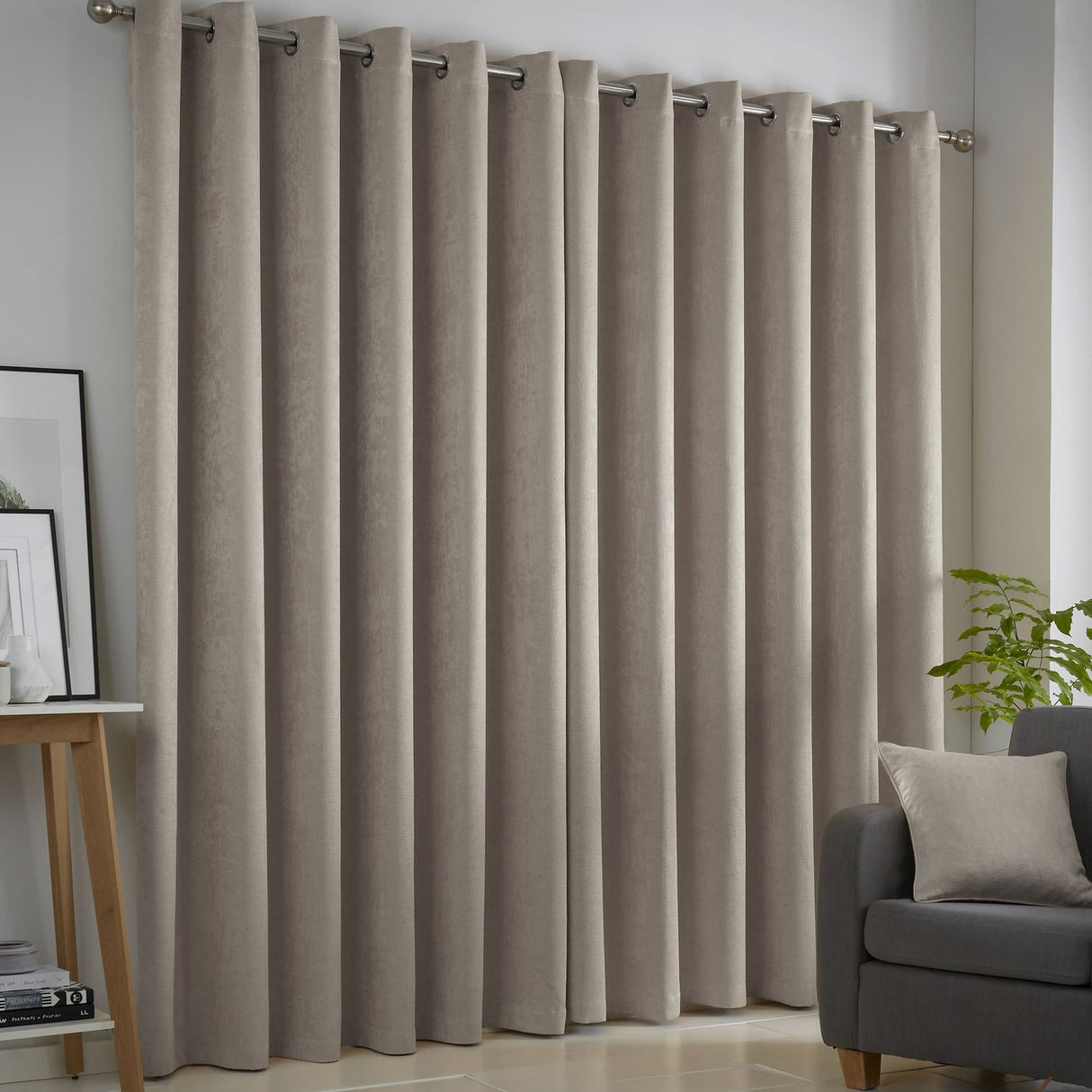 Strata Thermal Dim Out Woven Eyelet Curtains - Natural Light Filtering - Strata Eyelet Curtains In Natural 3