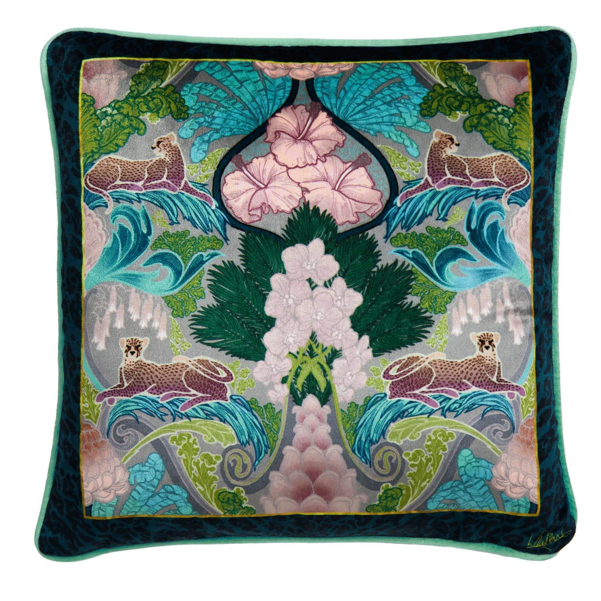 Laurence Llewelyn-Bowen Suburban Jungle Cushion Cover - Suburban Jungle Cushion In Teal 43 X 43Cm 2