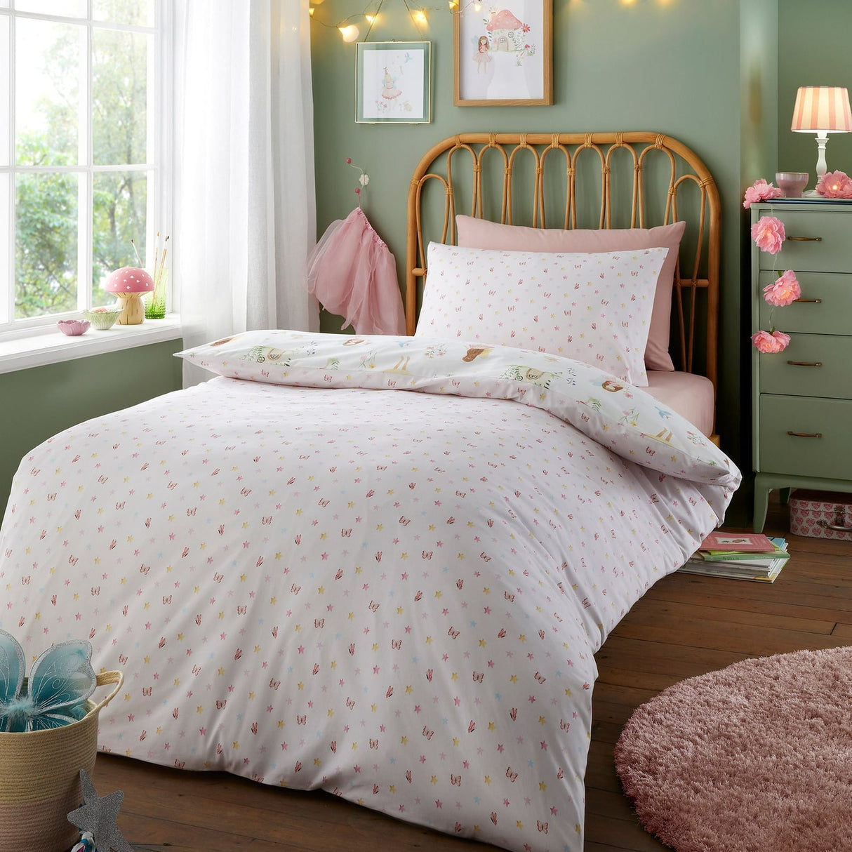 Summer Fairies Kids Pink Fairy Print Polycotton Duvet Cover Set - Summer Fairies Duvet Cover Set In Pink 4