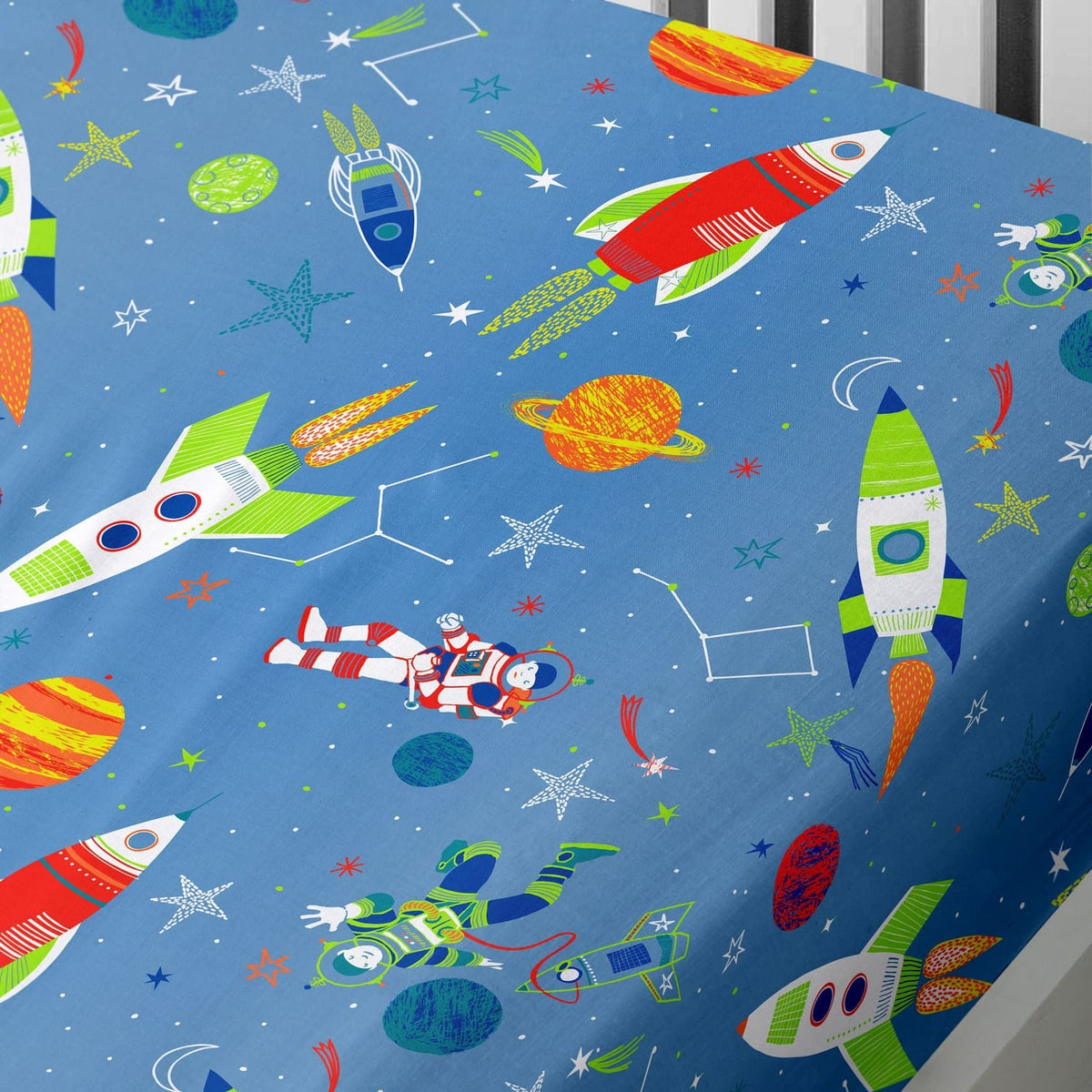 Supersonic Kids 25cm Deep Fitted Sheet Single and Toddler Sizes - Supersonic 25Cm Deep Fitted Bed Sheet In Blue 3
