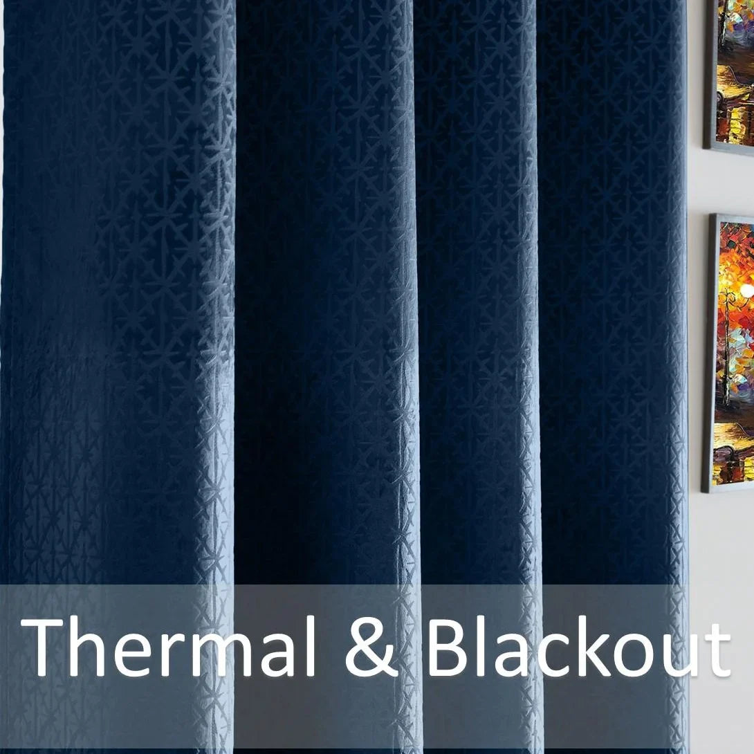 Alan Symonds Temple Velvet Blackout Eyelet Ring Top Curtains in Navy - Image 4