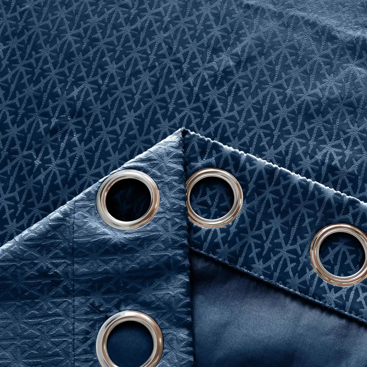 Alan Symonds Temple Velvet Blackout Eyelet Ring Top Curtains in Navy - Image 5