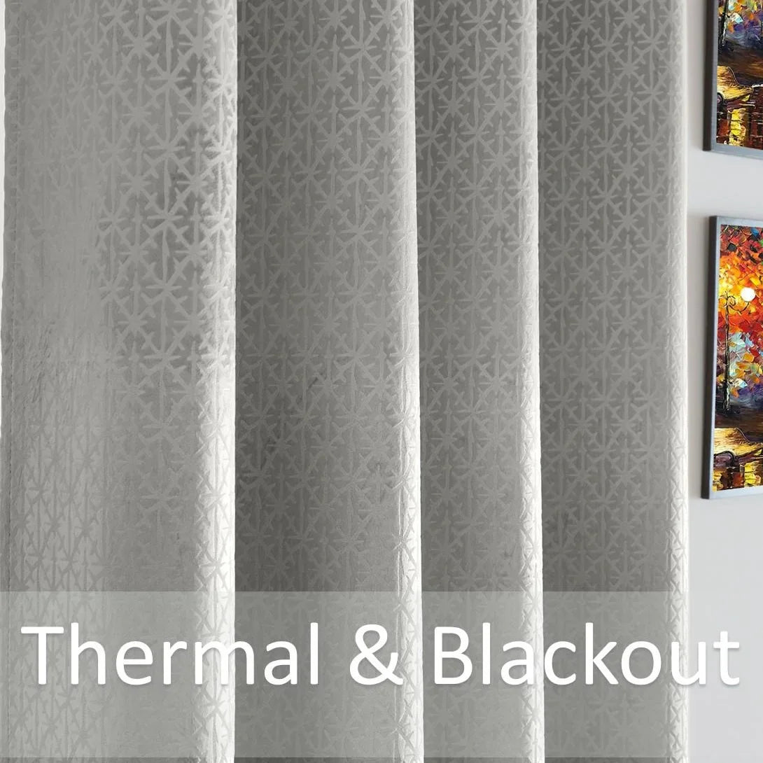 Alan Symonds Temple Velvet Blackout Eyelet Ring Top Curtains in Silver - Image 4