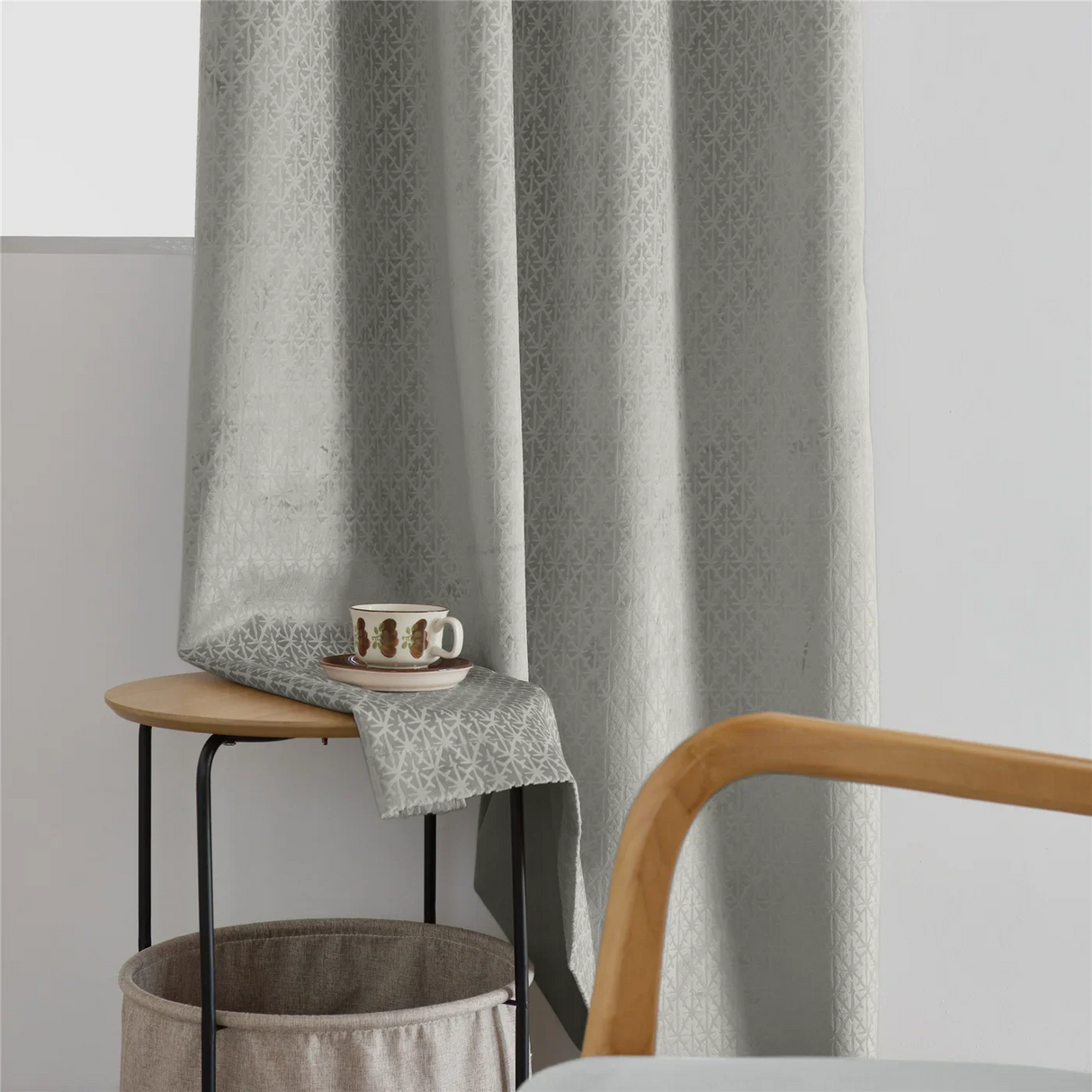 Alan Symonds Temple Velvet Blackout Eyelet Ring Top Curtains in Silver - Image 8