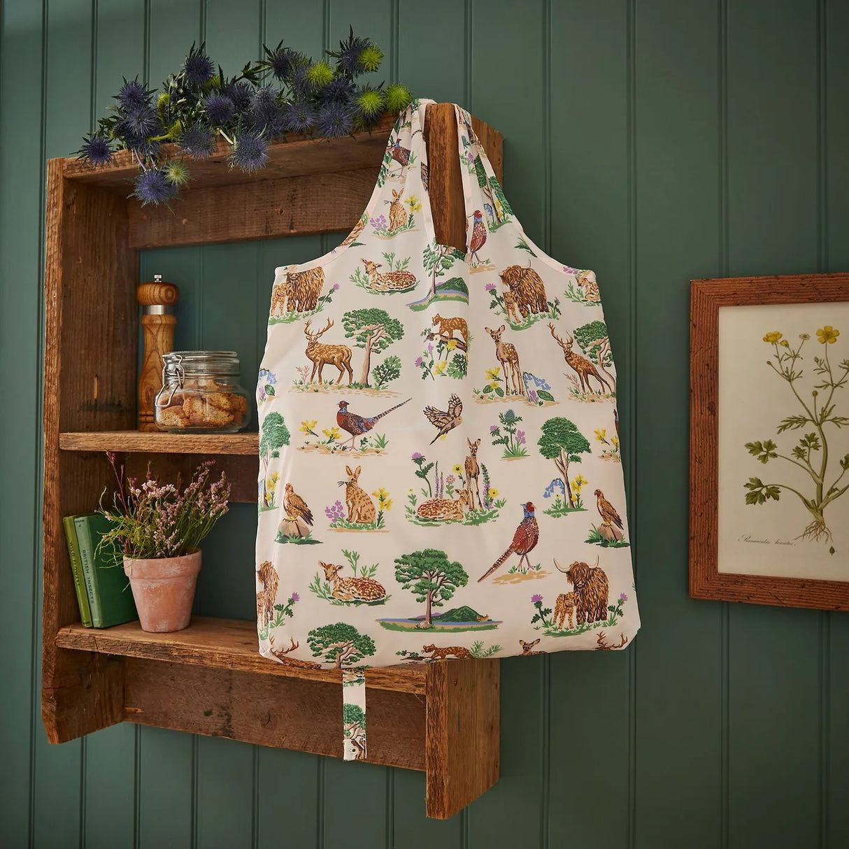 Thistlewood Foldable Tote Bag Medium in Green