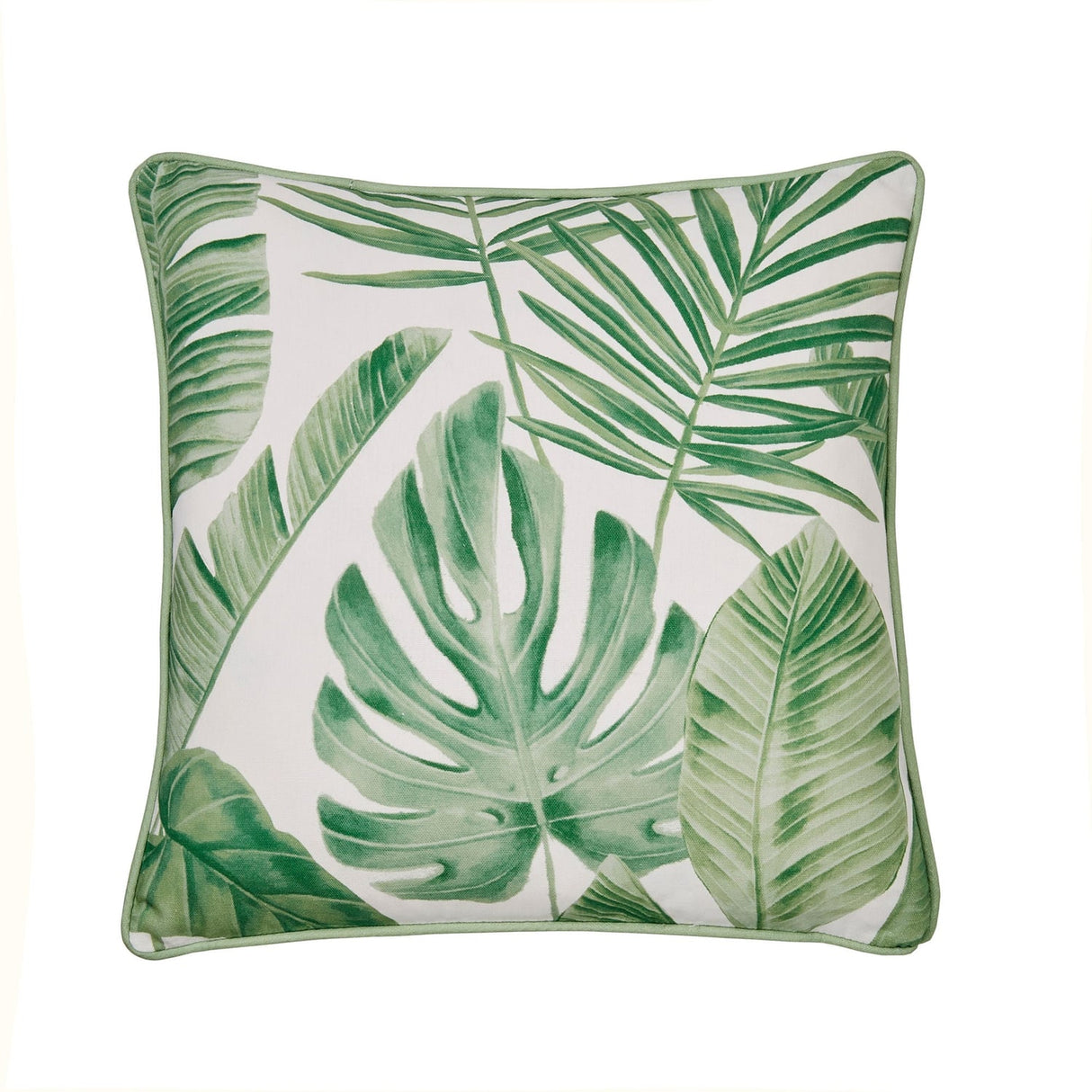 Tahiti Outdoor Green & Silver 100% Cotton Cushion Cover 43cm x 43cm - Green - Tahiti Outdoor Cushion In Green 43 X 43Cm 2